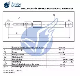 JUNIOR gh0482604 -  Газовая пружина, крышка багажник