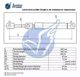 JUNIOR gh0484804 -  Газовая пружина, крышка багажник