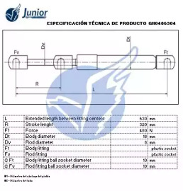 JUNIOR gh0486304 -  Газовая пружина, крышка багажник