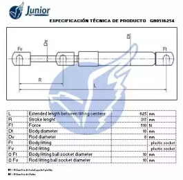 JUNIOR gh0516254 -  Газовая пружина, крышка багажник