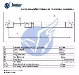 JUNIOR gh0565004 -  Газовая пружина, крышка багажник