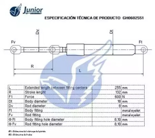 JUNIOR gh0602551 -  Газовая пружина, крышка багажник