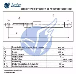 JUNIOR gh0604324 -  Газовая пружина, крышка багажник