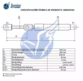 JUNIOR gh0605202 -  Газовая пружина, крышка багажник