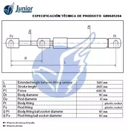 JUNIOR gh0605284 -  Газовая пружина, крышка багажник
