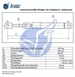 JUNIOR gh0625074 -  Газовая пружина, крышка багажник