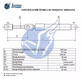 JUNIOR gh0643452 -  Газовая пружина, капот