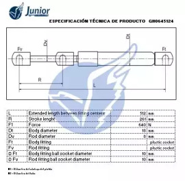 JUNIOR gh0645124 -  Газовая пружина, крышка багажник
