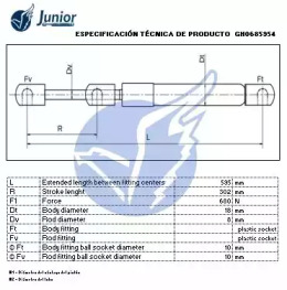 JUNIOR gh0685954 -  Газовая пружина, крышка багажник