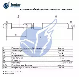 JUNIOR gh0795902 -  Газовая пружина, крышка багажник