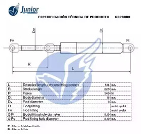 JUNIOR gs28009 -  Газовая пружина, крышка багажник
