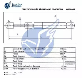 JUNIOR gs28037 -  Газовая пружина, капот