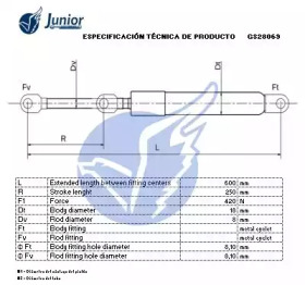 JUNIOR gs28069 -  Газовая пружина, крышка багажник