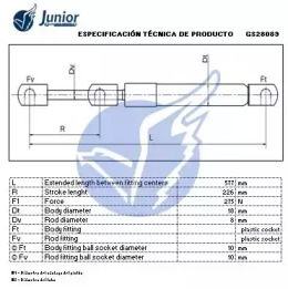 JUNIOR gs28089 -  Газовая пружина, крышка багажник