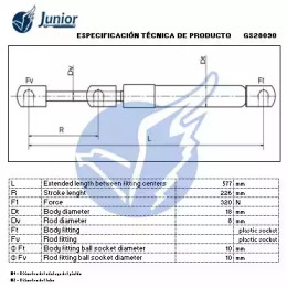 JUNIOR gs28090 -  Газовая пружина, крышка багажник