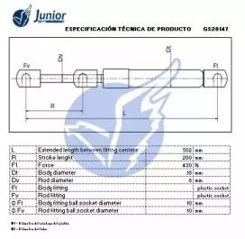 JUNIOR gs28147 -  Газовая пружина, крышка багажник