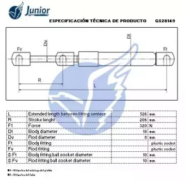 JUNIOR gs28149 -  Газовая пружина, крышка багажник