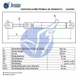 JUNIOR gs28183 -  Газовая пружина, крышка багажник