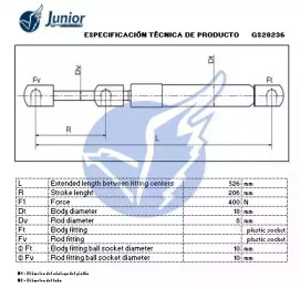 JUNIOR gs28236 -  Газовая пружина, крышка багажник