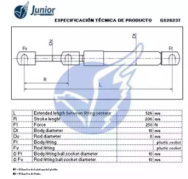JUNIOR gs28237 -  Газовая пружина, капот