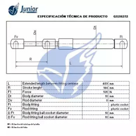 JUNIOR gs28272 -  Газовая пружина, крышка багажник