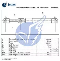 JUNIOR gs28283 -  Газовая пружина, крышка багажник