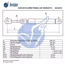 JUNIOR gs28293 -  Газовая пружина, крышка багажник