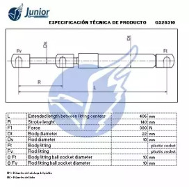 JUNIOR gs28310 -  Газовая пружина, крышка багажник