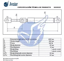 JUNIOR gs28321 -  Газовая пружина, крышка багажник