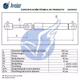 JUNIOR gs28322 -  Газовая пружина, крышка багажник