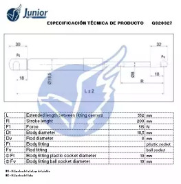 JUNIOR gs28327 -  Газовая пружина, крышка багажник