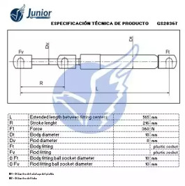 JUNIOR gs28367 -  Газовая пружина, крышка багажник