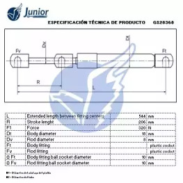 JUNIOR gs28368 -  Газовая пружина, крышка багажник