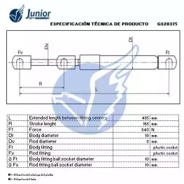 JUNIOR gs28375 -  Газовая пружина, крышка багажник