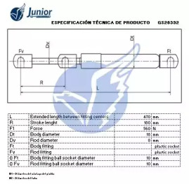 JUNIOR gs28392 -  Газовая пружина, крышка багажник