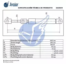 JUNIOR gs28411 -  Газовая пружина, крышка багажник