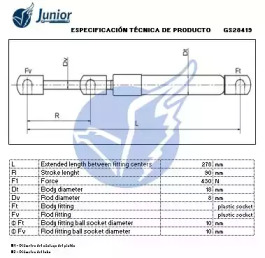 JUNIOR gs28419 -  Газовая пружина, крышка багажник