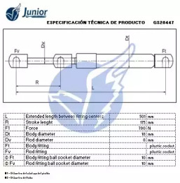 JUNIOR gs28447 -  Газовая пружина, крышка багажник