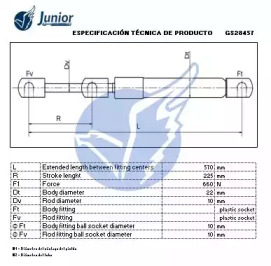 JUNIOR gs28457 -  Газовая пружина, крышка багажник