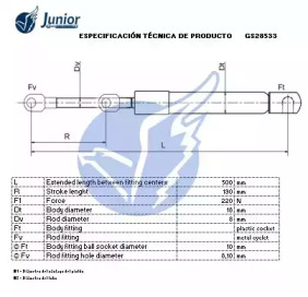 JUNIOR gs28533 -  Газовая пружина, крышка багажник