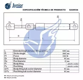 JUNIOR gs28534 -  Газовая пружина, крышка багажник