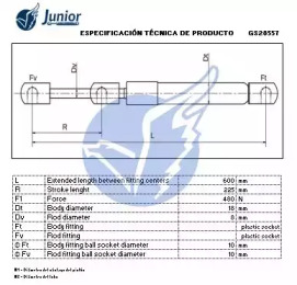 JUNIOR gs28557 -  Газовая пружина, крышка багажник