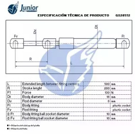 JUNIOR gs28572 -  Газовая пружина, крышка багажник
