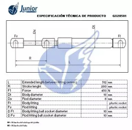 JUNIOR gs28581 -  Газовая пружина, крышка багажник