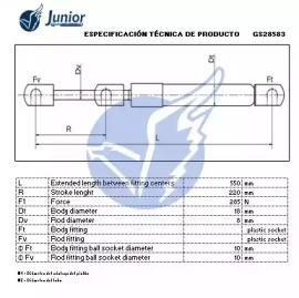 JUNIOR gs28583 -  Газовая пружина, крышка багажник