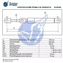 JUNIOR gs28588 -  Газовая пружина, крышка багажник