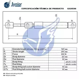 JUNIOR gs28598 -  Газовая пружина, крышка багажник