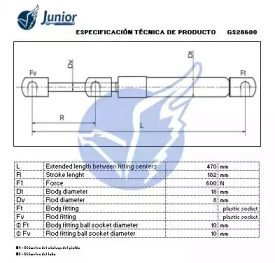 JUNIOR gs28600 -  Газовая пружина, крышка багажник