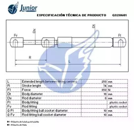 JUNIOR gs28601 -  Газовая пружина, капот