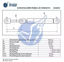 JUNIOR gs28615 -  Газовая пружина, крышка багажник